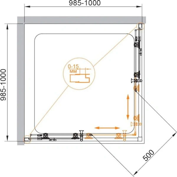 Душевой уголок Cezares Eco 100х100 см квадратный профиль черный - фото 3