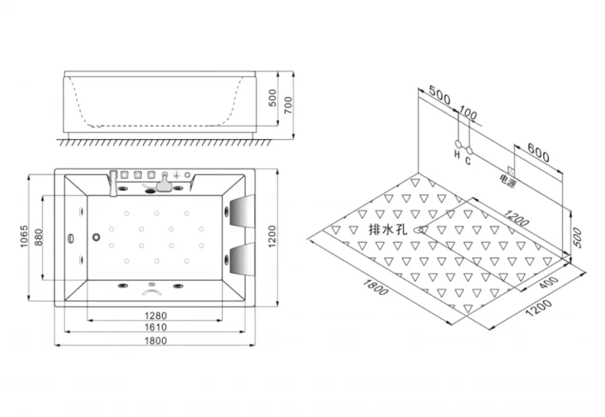 Ванна акриловая гидромассажная SSWW AU818R, 180 x 120 см, с подсветкой, белая - фото 2