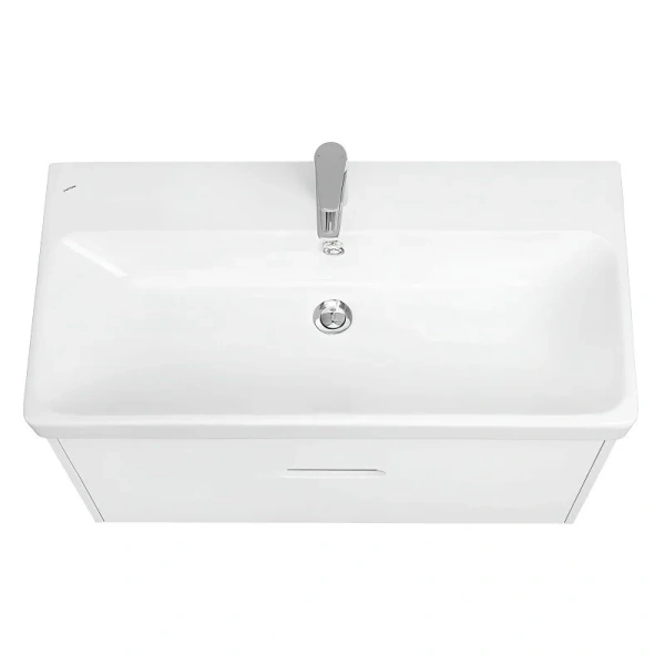 Тумба с раковиной подвесная Акватон Оливия 1A254401OL 90 см петли с доводчиком, белая, комбинированная - фото 7