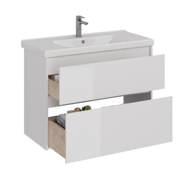 Тумба под раковину подвесная Lemark Combi 100 см белый глянец, подвесная, пристенная - фото 4