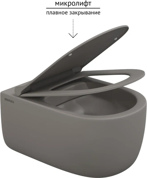 Унитаз подвесной BERGES Ego матовый серый, подвесные, встраиваемые - фото 2