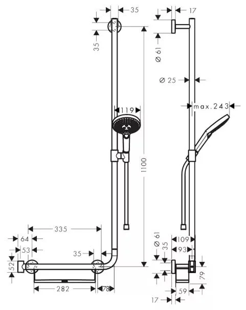 Душевой гарнитур Hansgrohe Raindance Select S 2632 со съемной полочкой - фото 2