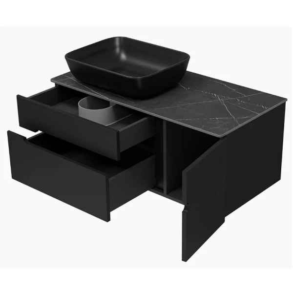 Тумба под раковину подвесная Misty Роял 100 см черная матовая, 100 см - фото 6