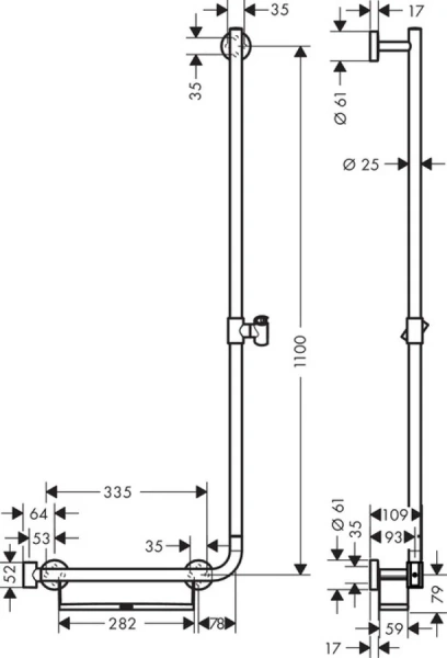 Штанга для душа Hansgrohe Unica левая, современные, hi-tech - фото 4