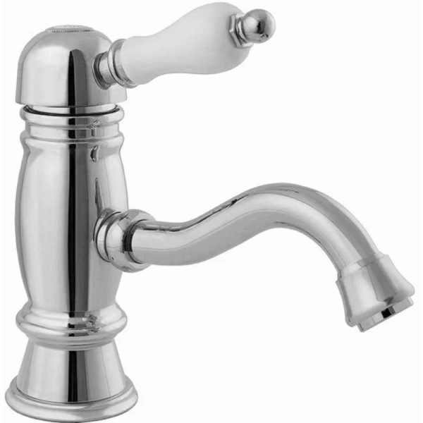 Смеситель для раковины Caprigo Antique 04-020-crm, с донным клапаном, цвет хром, ручка белая - фото 1
