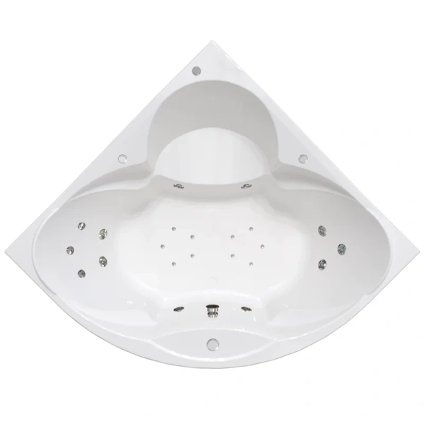 Гидромассажная ванна Радомир Филадельфия 1-81-2-0-0-042, 168 х 168 см, рама-подставка, фронтальный экран, сифон, слив-перелив автомат, гидромассаж Терапия хром КУ 200, белая - фото 1