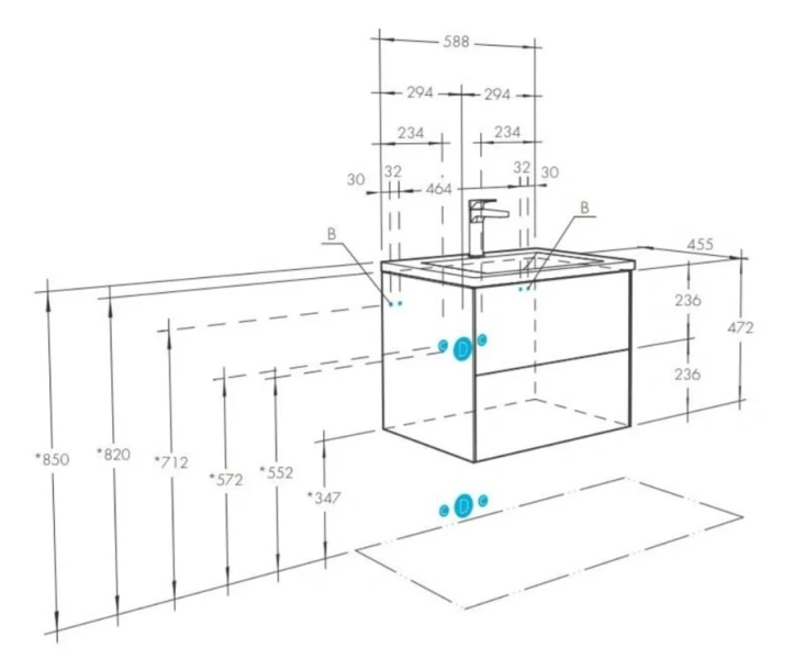 Тумба под раковину подвесная Акватон Сохо 60 см дуб веллингтон/графит, в наличии - фото 2