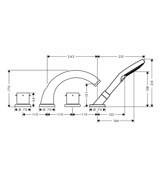 Смеситель на борт ванны Axor Starck 10451000 - фото 3