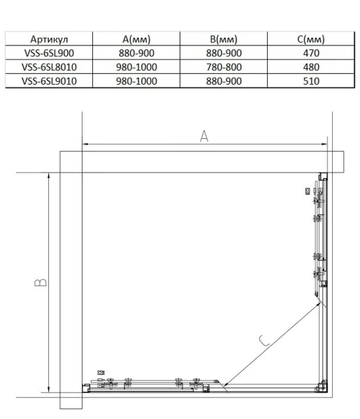 Душевой уголок Vincea Slim 90x90 см хром стекло прозрачное - фото 2
