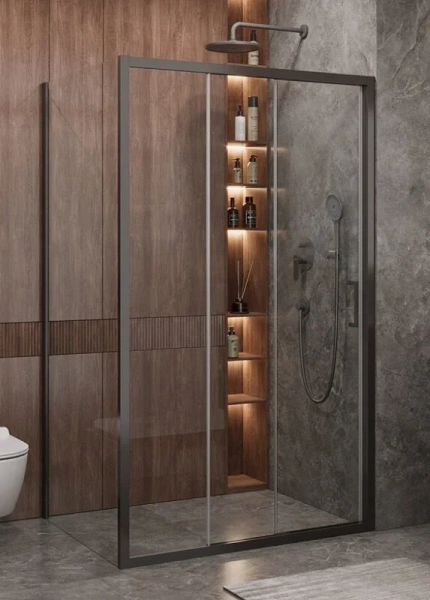 Душевой уголок Cezares Molveno 120х90 см стекло прозрачное профиль оружейная сталь - фото 1