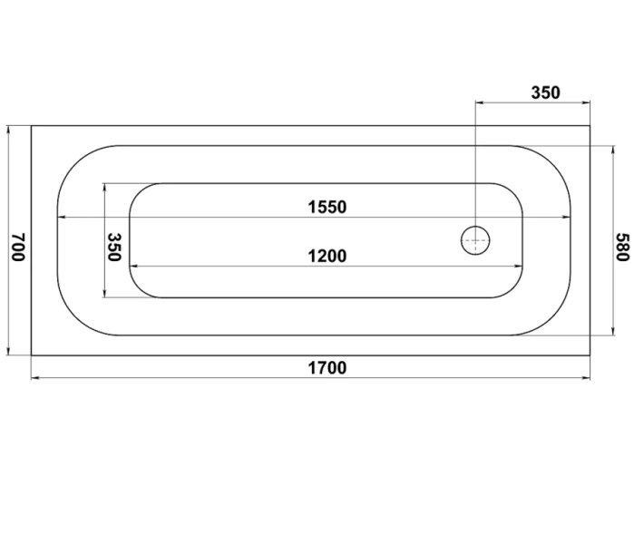 Ванна акриловая Bas Лира 170 х 70 см, белая, З 00135 - фото 2