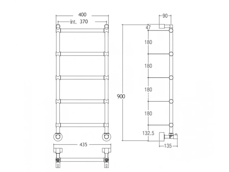 Полотенцесушитель водяной Margaroli Luna 370-432-5, 5 секций, современные, hi-tech - фото 2