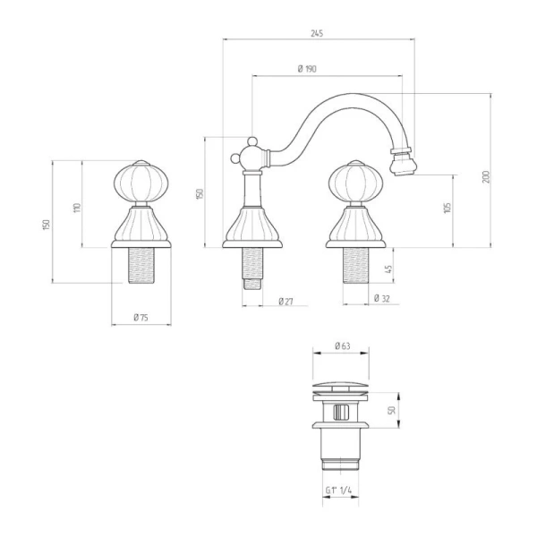 Смеситель для биде Migliore Olivia излив змейка - фото 3