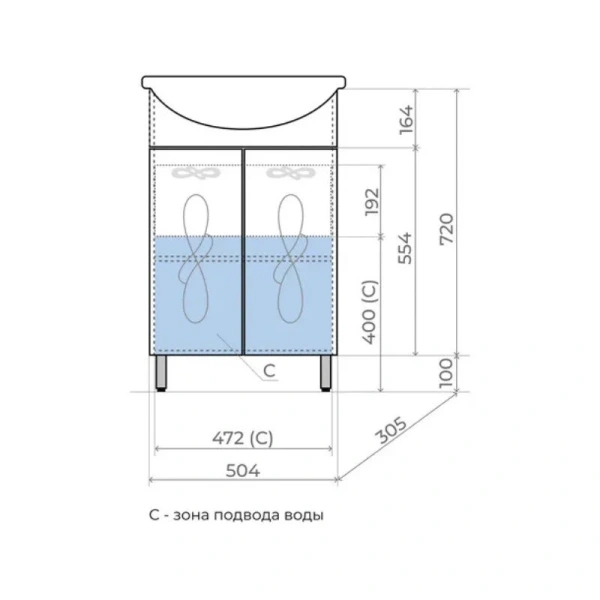 Тумба под раковину напольная Style Line Венеция 55 см белая - фото 2