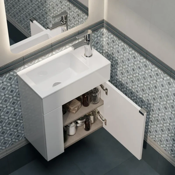 Тумба под раковину подвесная Kerama Marazzi Lato 50 см белая, современная, hi-tech - фото 3