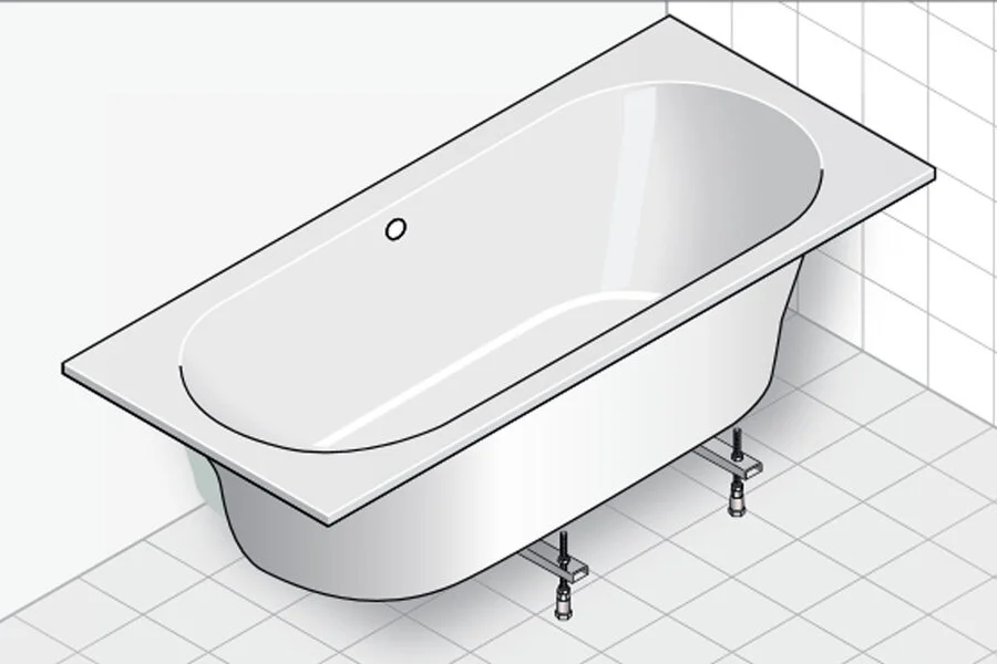 Ванна Laufen PRO 2.4095.0.000.000.1, 180 x 80 см Drop-in прямоугольная, с ножками, без слива-перелива, материал Marbond - фото 3