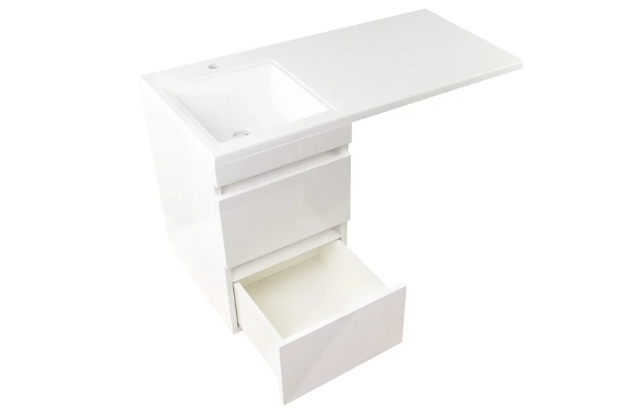 Тумба под раковину подвесная Style Line Даллас 48 см белая, моноблок, для стиральной машины - фото 5