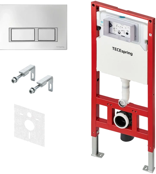 Инсталляция для унитаза TECE TECEspring с кнопкой хром - фото 1