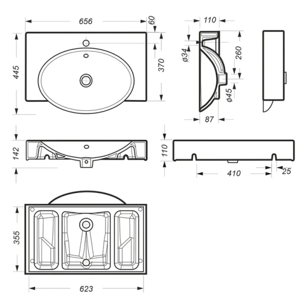 Раковина Sanita Luxe Infinity 65 см прямоугольная - фото 2