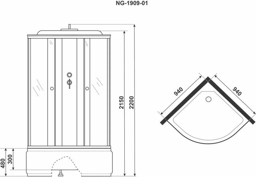 Душевая кабина Niagara Ultra 100х100 см c высоким поддоном, 100х100 index_1 - фото 15