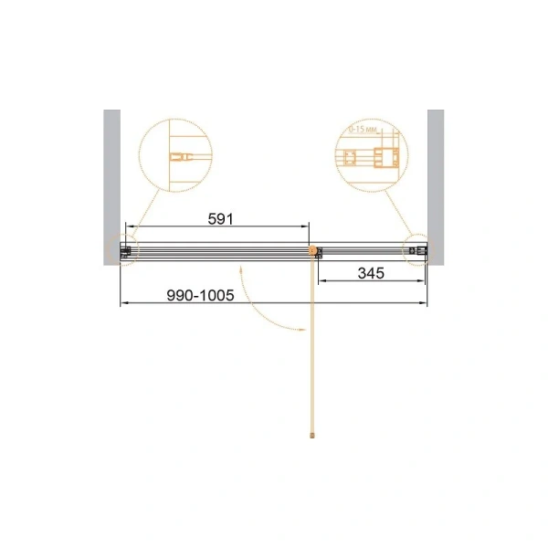 Душевая дверь в нишу Cezares Urban 100 см профиль хром, современные, hi-tech - фото 2