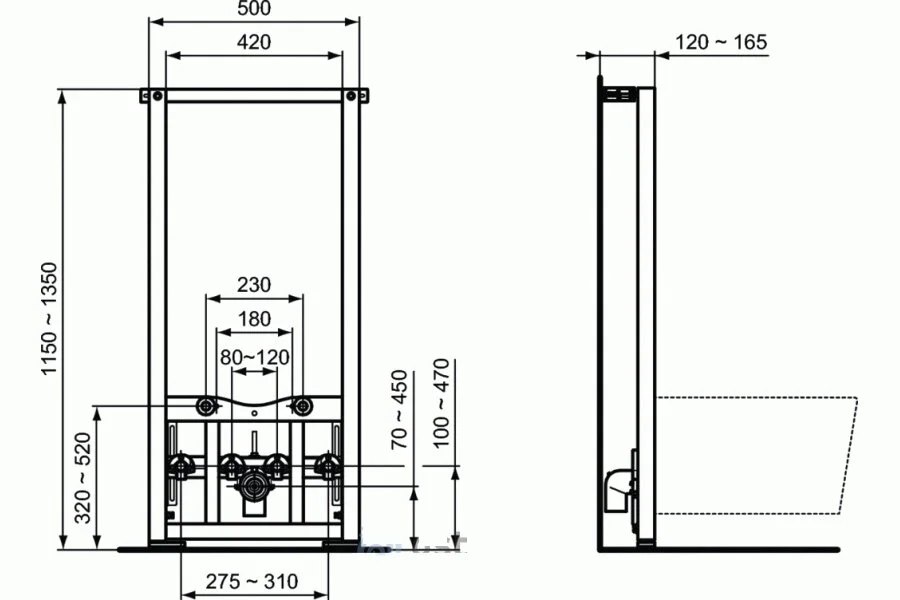 Биде с инсталляцией Ideal Standard Prosys Connect Air с отверстием под смеситель - фото 2