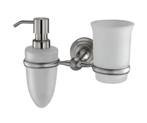 Стакан для ванной и дозатор для мыла WasserKRAFT Ammer никель - фото 1