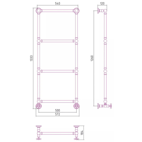 Полотенцесушитель водяной Сунержа Ренессанс 50х126 см другие цветовые решения - фото 3