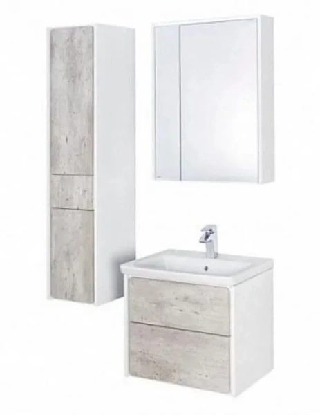 Тумба под раковину подвесная Roca Ronda 60 см белый матовый/бетон - фото 2