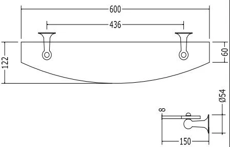 Полка со стеклом для ванной, цвет светлое золото, Devon&Devon New York, по запросу - фото 2