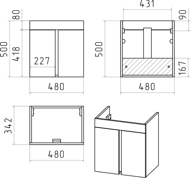 Тумба под раковину подвесная Misty Торос 50 см серый мрамор, современная, hi-tech - фото 3