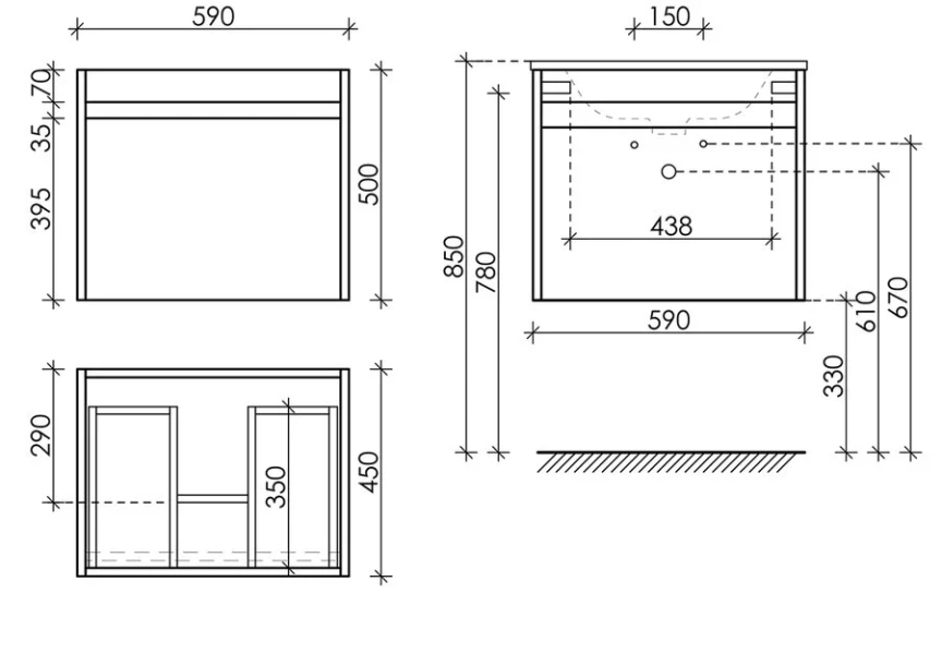 Тумба под раковину подвесная Sancos Smart 60 см белая, по запросу - фото 2
