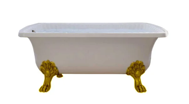 Ванна из искусственного камня Migliore Olivia 174х80 см фурнитура золото - фото 2