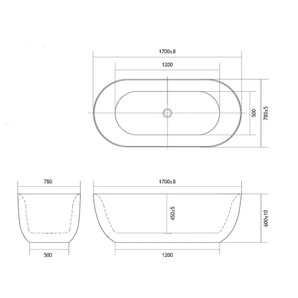 Ванна акриловая Акватек Афина 170x78 см отдельностоящая - фото 3