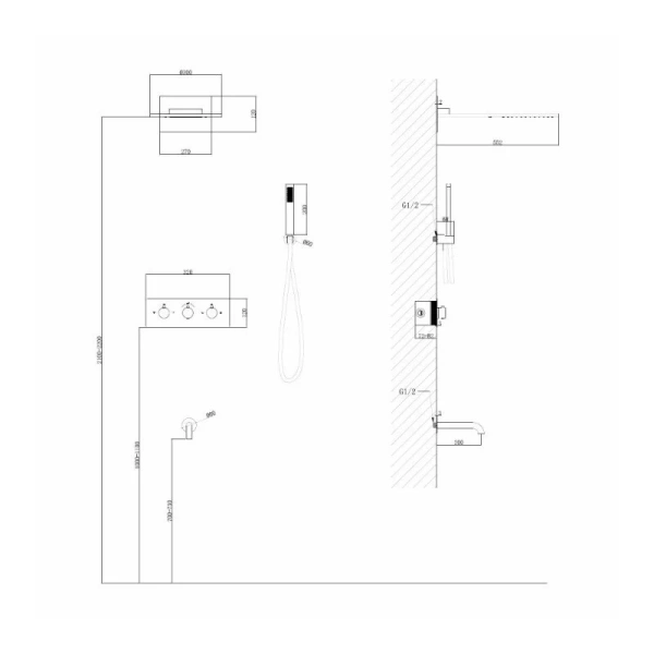 Душевой комплект Abber Wasser Kreis никель, комплекты - фото 2