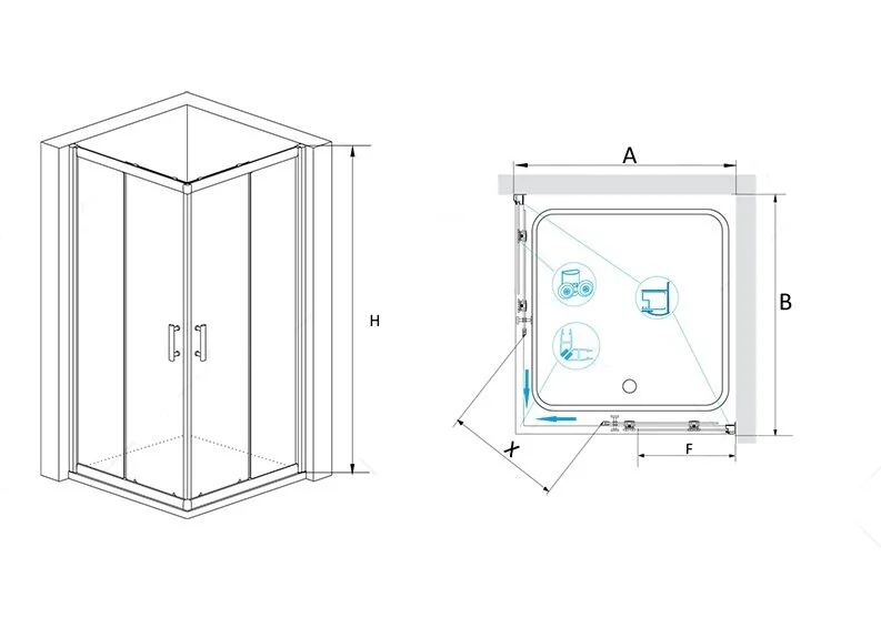 Душевой уголок RGW Passage PA-31 100х100 см профиль хром, квадратные - фото 2