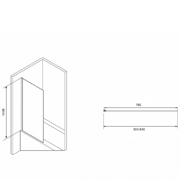 Неподвижная стенка Abber Immer Offen 80x140 см стекло прозрачное, 80 см - фото 2