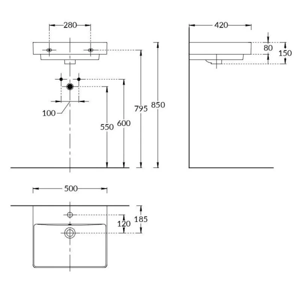Раковина Kerama Marazzi Pro 50 см подвесная - фото 2