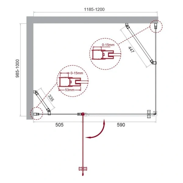 Душевой уголок BelBagno Etna 100х120 см с прозрачным стеклом - фото 2