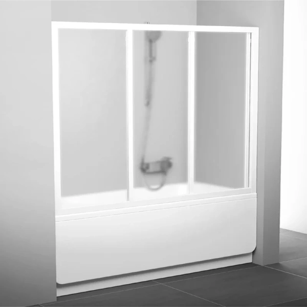 Шторка для ванны, профиль белый, Ravak AVDP3-160