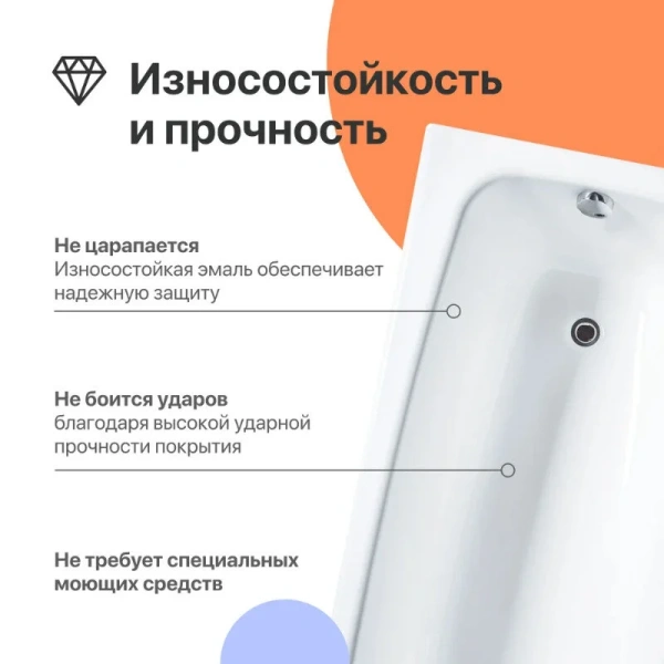 Чугунная ванна Diwo Анапа 170x70 см пристенная на ножках, цвет белый, DA0004/D0017, приставные, встраиваемые - фото 7