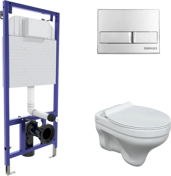 Унитаз с инсталляцией BERGES кнопка хром - фото 1