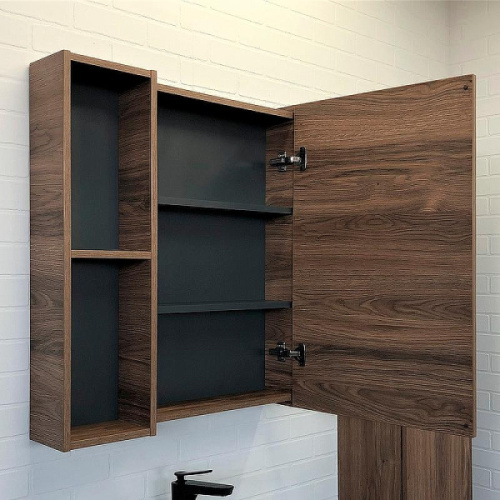 Зеркальный шкаф Comforty Порто 70 см дуб темно-коричневый - фото 2