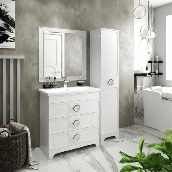 Тумба под раковину напольная Misty Лейла 70 см белая, современная, hi-tech - фото 3