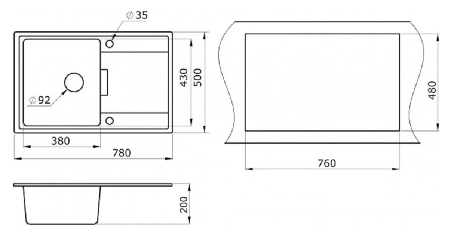 Мойка для кухни Paulmark Flugen 78 см черный металлик, врезные - фото 2
