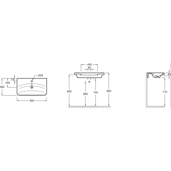 Раковина подвесная Jacob Delafon REPLAY E4486-00 80 см керамическая - фото 4