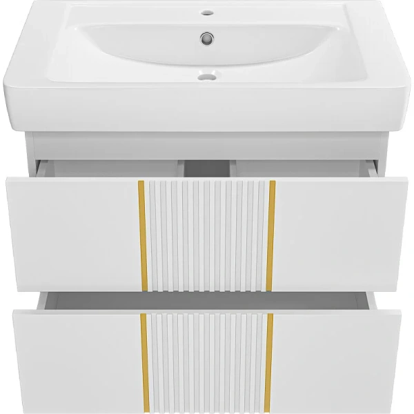 Тумба под раковину подвесная Brevita Vega 80 см белая, подвесная, пристенная - фото 4