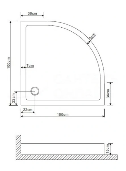 Душевой поддон Grossman 100х100 см четверть круга - фото 2