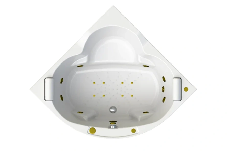 Акриловая ванна Радомир Сорренто 1-01-4-0-9-038К, 140 x 140 см, каркас, подголовник - 2 шт., фронтальный экран, сифон, слив-перелив автомат в комплекте, белая/бронза, в наличии - фото 9