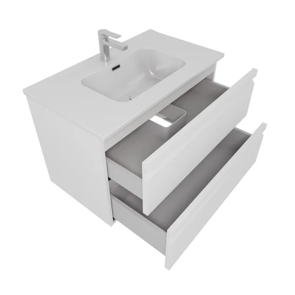 Тумба с раковиной подвесная Акватек Вега 80 см белый матовый - фото 4